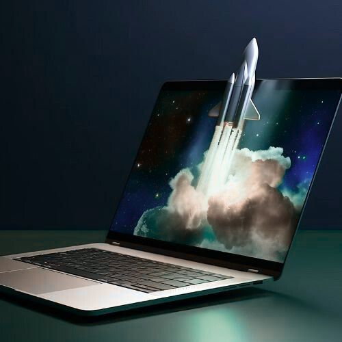 Rocket launching from laptop — Simplified Website Solution™