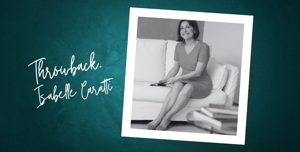 Throwback blog featuring Isabelle Caratti — smiling while seated on a couch, reflecting on listening beyond words